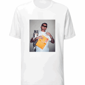 A man and his cat shirt white